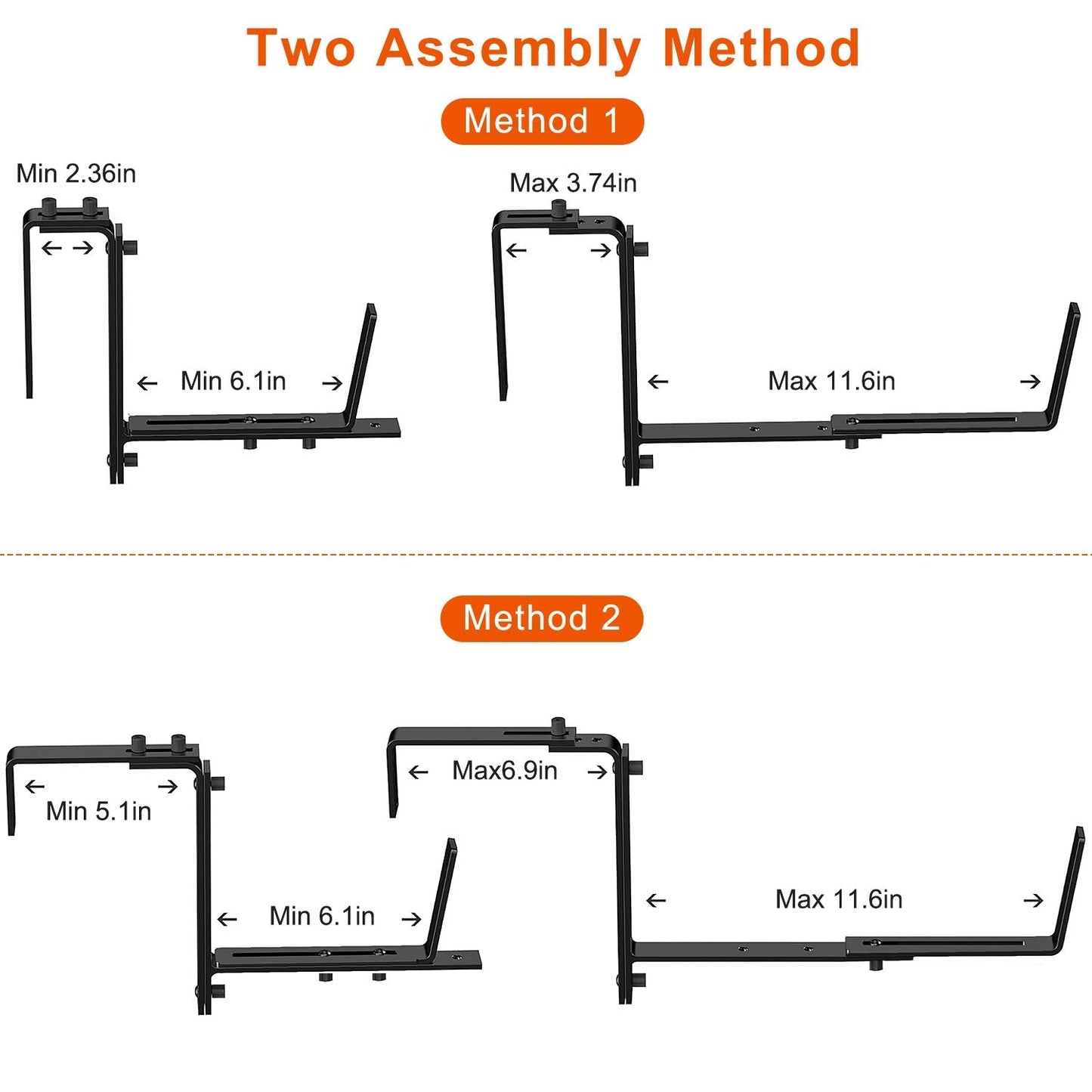 4 Soportes Ajustables para Cajas de Plantas para Exhibición en Ventanas