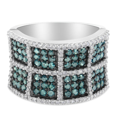 Anillo de cóctel de diamante azul en oro blanco de 14K - Talla 6