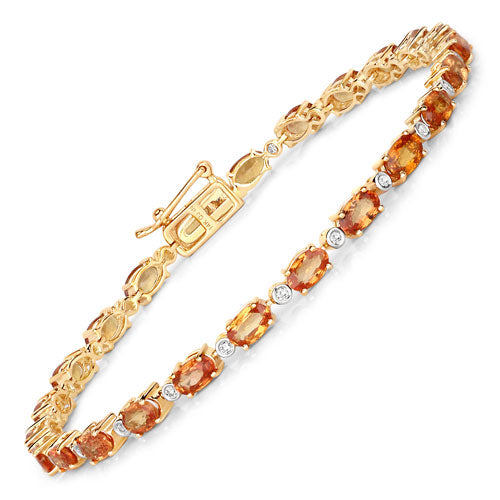 Pulsera de 14K de Zafiro Naranja y Diamante de 7.39 Quilates