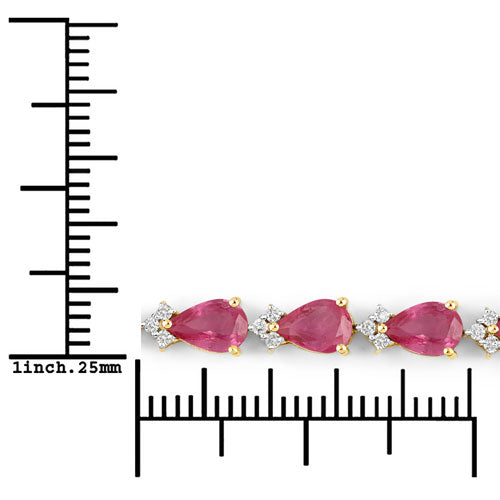 Pulsera de Tenis de Rubí y Diamante en Oro Amarillo de 14K