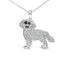 Collar de colgante de labrador retriever de plata esterlina .925 con diamantes