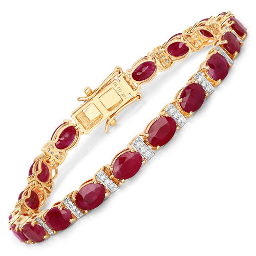 Pulsera de Rubí y Diamante de 14K en Oro Amarillo de 16.52 Quilates
