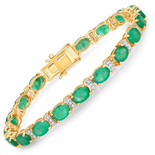 Pulsera de 14.05 quilates de esmeralda y diamante genuinos de Zambia en oro de 14K