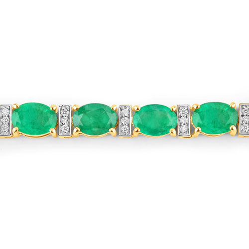Pulsera de 14.05 quilates de esmeralda y diamante genuinos de Zambia en oro de 14K