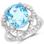 7.32 Carat Swiss Blue Topaz & White Topaz Sterling Silver Ring
