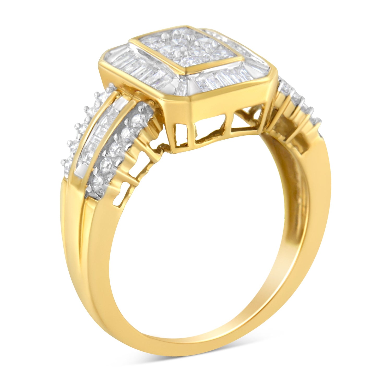 Anillo de cóctel de diamantes en oro amarillo de 10 quilates - Talla 7