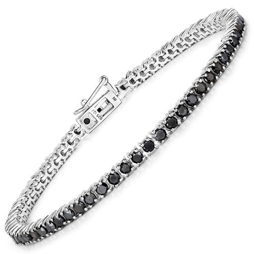 3.15 Carat Genuine Black Diamond Sterling Silver Bracelet