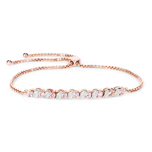 0.89 Carat Morganite & White Topaz Sterling Silver Bracelet