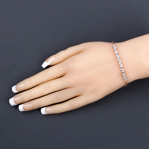 0.89 Carat Morganite & White Topaz Sterling Silver Bracelet