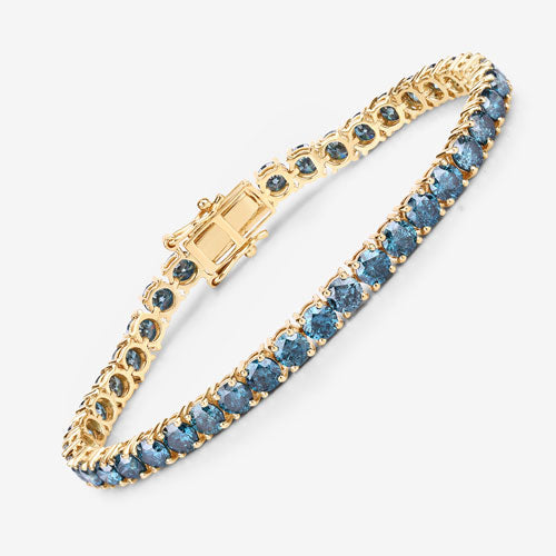 Bracelet en diamant bleu véritable de 12,95 carats en or jaune 14K