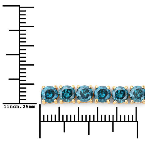 Bracelet en diamant bleu véritable de 12,95 carats en or jaune 14K