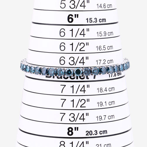 Bracelet de tennis en diamant bleu véritable de 14,33 carats en or blanc 14K