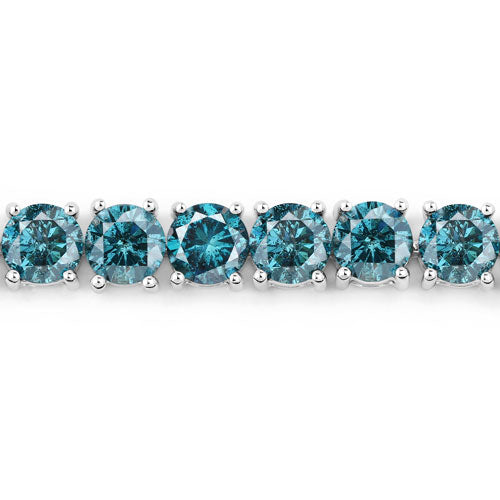 Bracelet de tennis en diamant bleu véritable de 14,33 carats en or blanc 14K