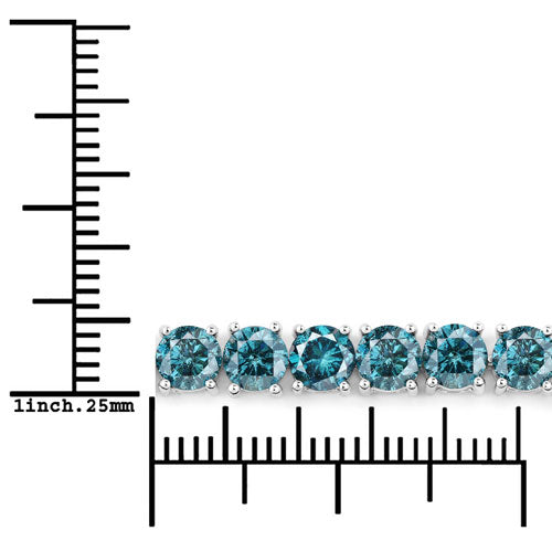Bracelet de tennis en diamant bleu véritable de 14,33 carats en or blanc 14K