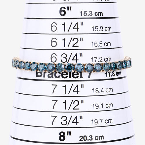 Pulsera de tenis de diamantes azules genuinos de 14.33 quilates en oro amarillo de 14K