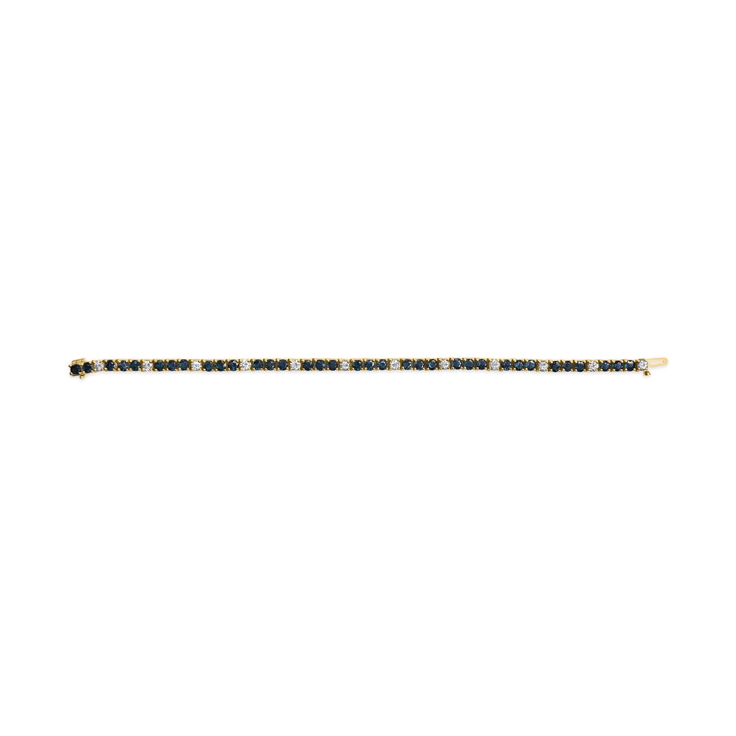 Bracelet de tennis en or jaune 18K avec diamants et saphirs bleus - 7 pouces