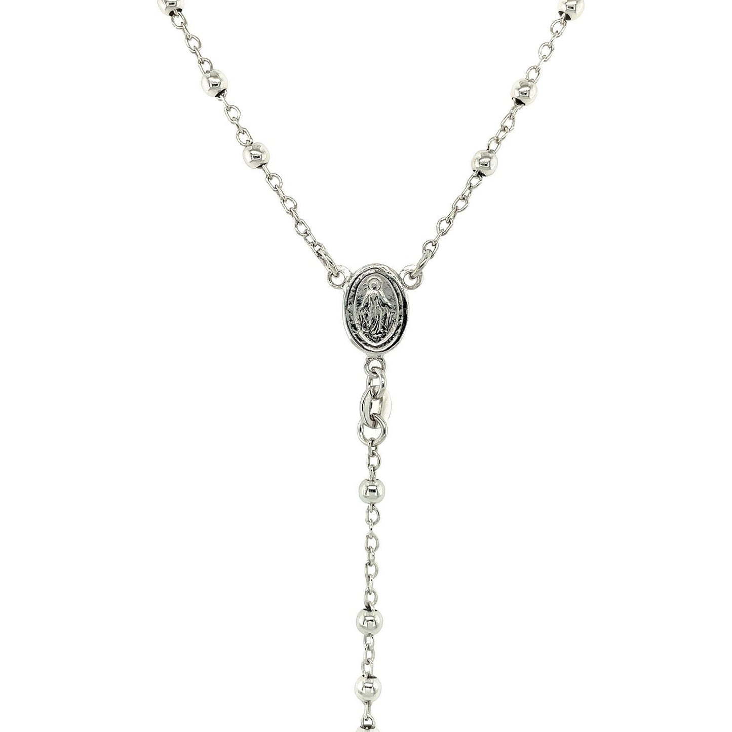 Elegant Sterling Silver Rosary Necklace with Fine Beads