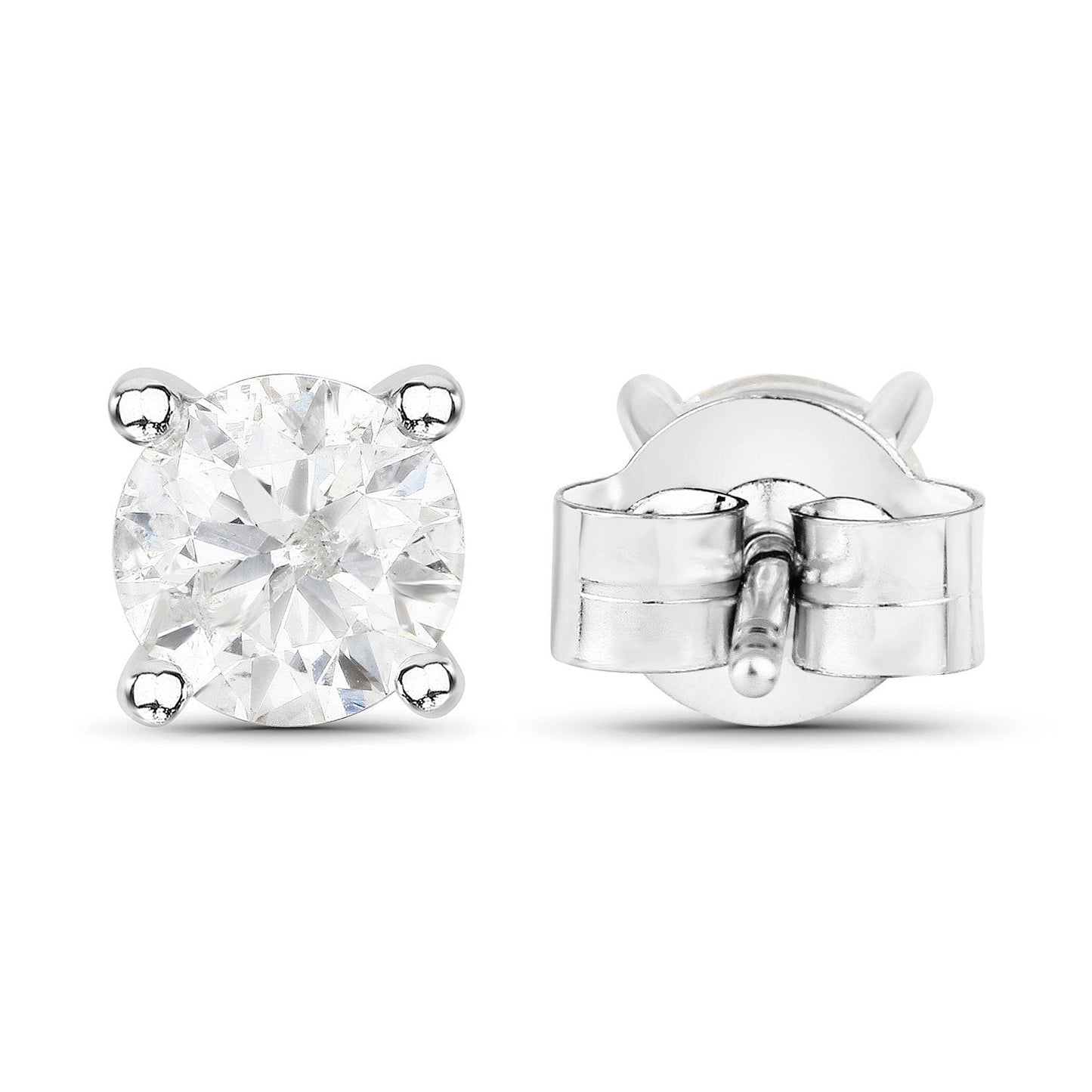 Boucles d'oreilles en diamant blanc véritable de 1,02 carat en or blanc 14K