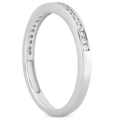 14k White Gold Slender Channel Set Diamond Wedding Ring Band
