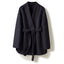 Camel-Wool V-Neck Double-Faced Belted Coat
