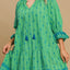 Plus Size Tassel Embroidered Sleeve Mini Dress in Green