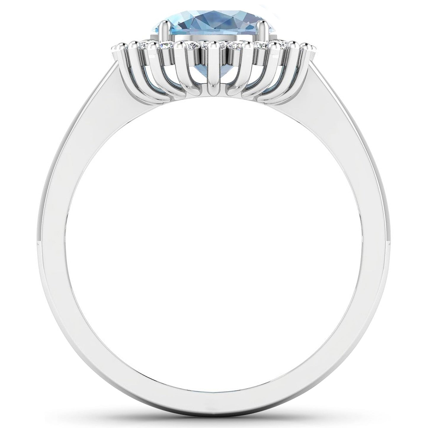 Bague en aigue-marine véritable de 1,24 carat et diamants blancs en or blanc 14K