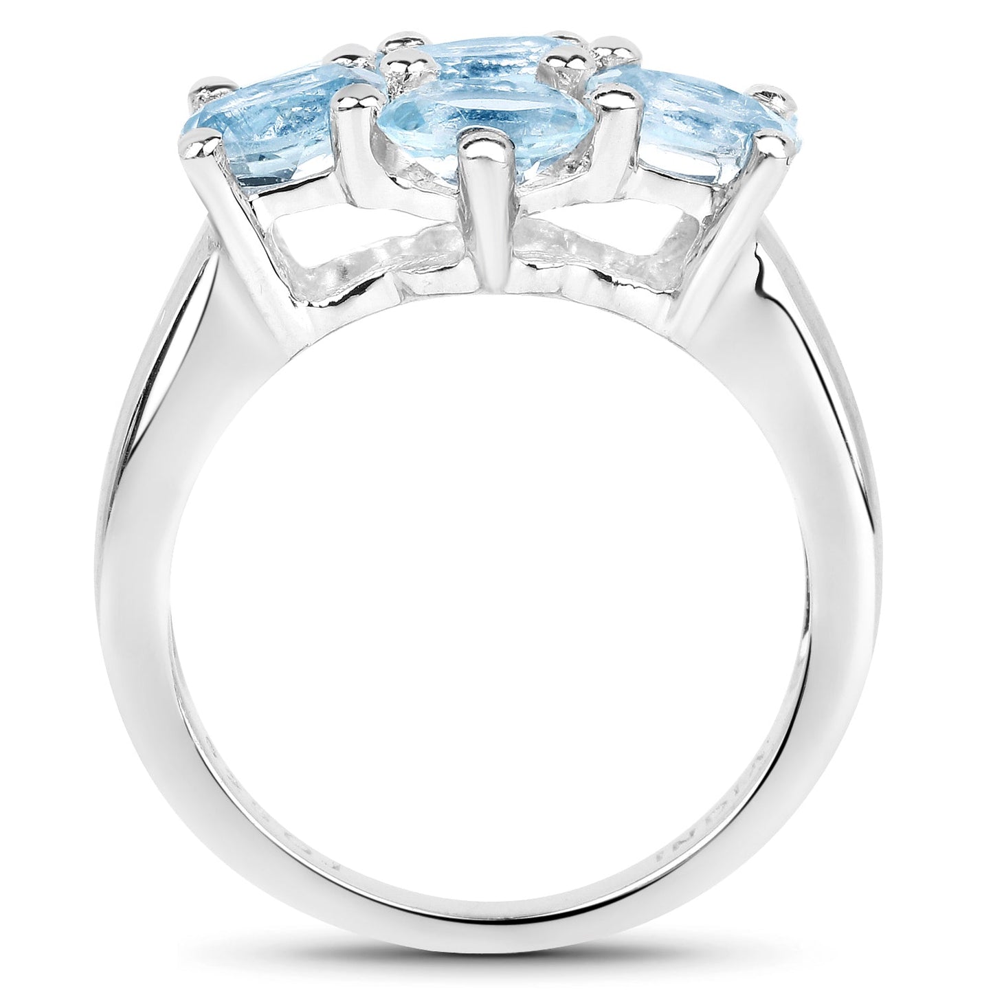 3.57 Carat Genuine Blue Topaz .925 Sterling Silver Engagement Ring