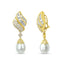 Boucles d'oreilles pendantes en or jaune 18 carats, diamants et perles de mer du Sud