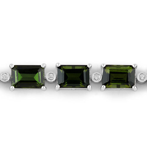 Bracelet en or blanc 14K avec tourmaline verte de 19,04 carats et diamants blancs