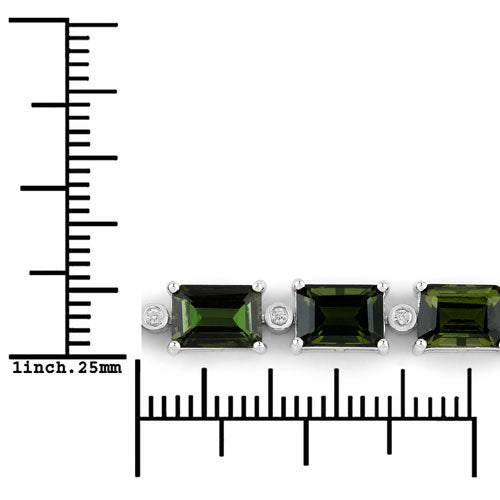 Bracelet en or blanc 14K avec tourmaline verte de 19,04 carats et diamants blancs