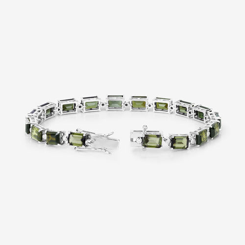 Bracelet en or blanc 14K avec tourmaline verte de 19,04 carats et diamants blancs