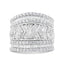 .925 Sterling Silver Multi-Row Diamond Edge Ring Band - Size 7