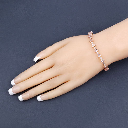 Bracelet en or rose 14K avec morganite véritable de 7,56 carats et diamants blancs