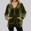 Loose Long Sleeve Zipper Pocket Pleuche Top for Women