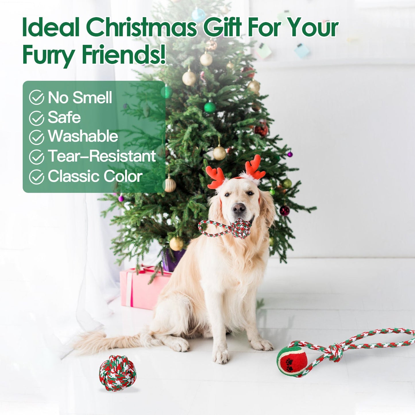 GBruno 5-Piece Christmas Dog Rope Chew Toys