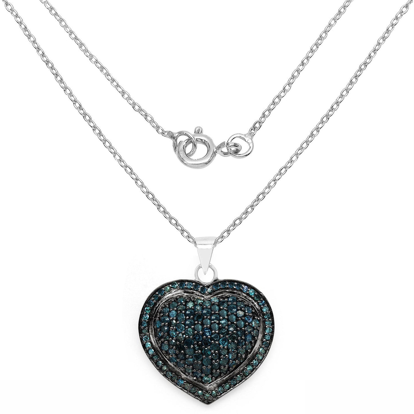 1.25 Carat Genuine Blue Diamond Pendant in Sterling Silver