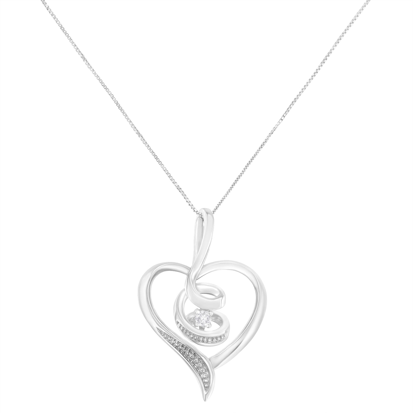 Collier Pendentif en Cœur Accentué de Diamants en Or Blanc 10K Espira