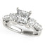 Bague de fiançailles en diamant à 3 pierres en or blanc 14 carats au design antique