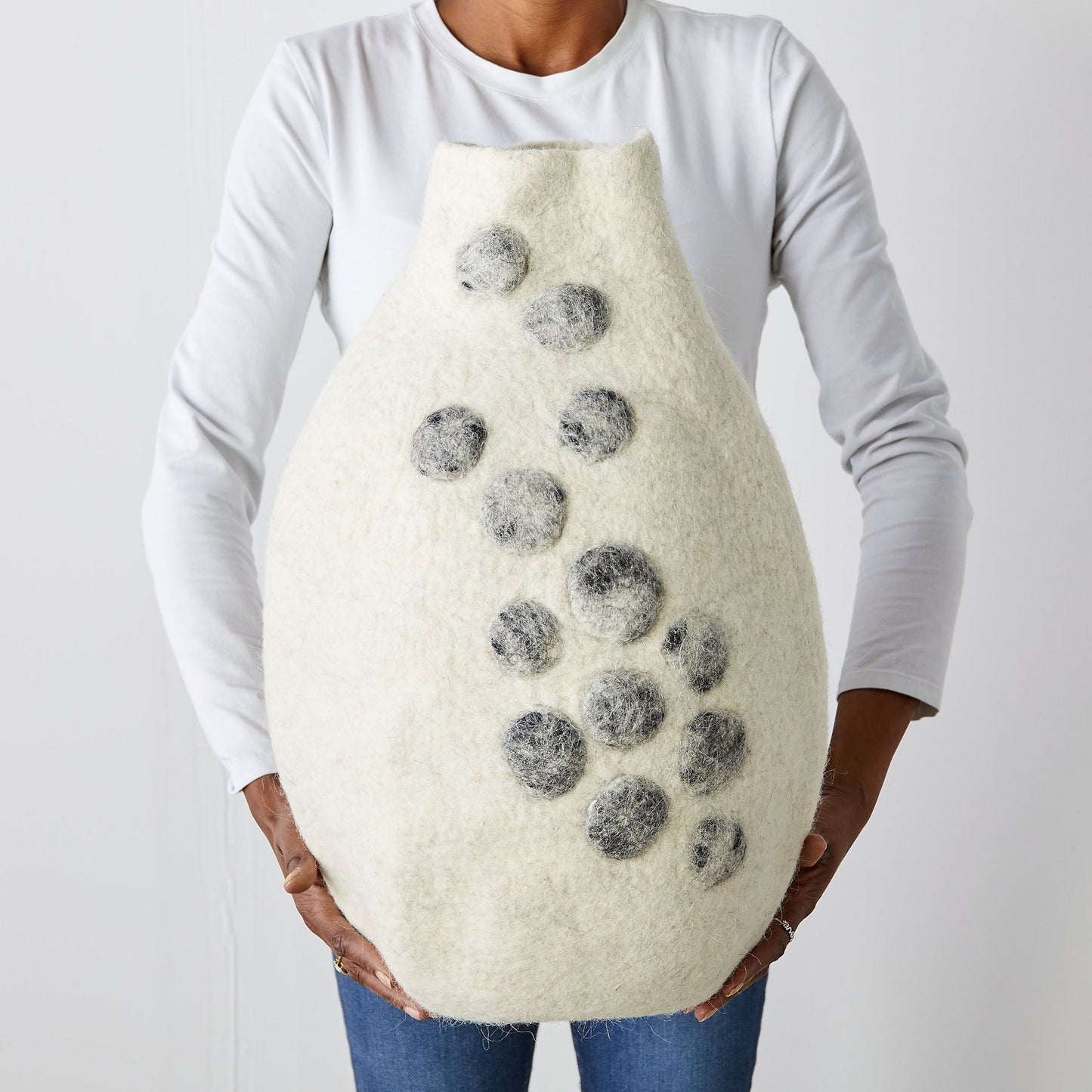 Cesta de Calabaza de Lana Filtrada a Mano Pebble