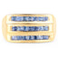 Bague en cluster en saphir bleu plaqué or jaune 14K