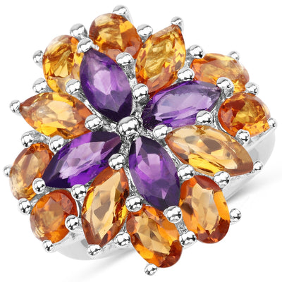 Bague en argent sterling avec améthyste de 7,96 carats et citrine de Madeira