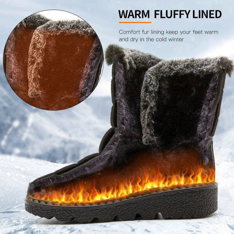 Botas de Nieve Impermeables de Piel Sintética para Mujer con Tacones Bajos