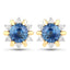 Pendientes de oro de 14K con zafiros azules genuinos y diamantes de 1.87 quilates