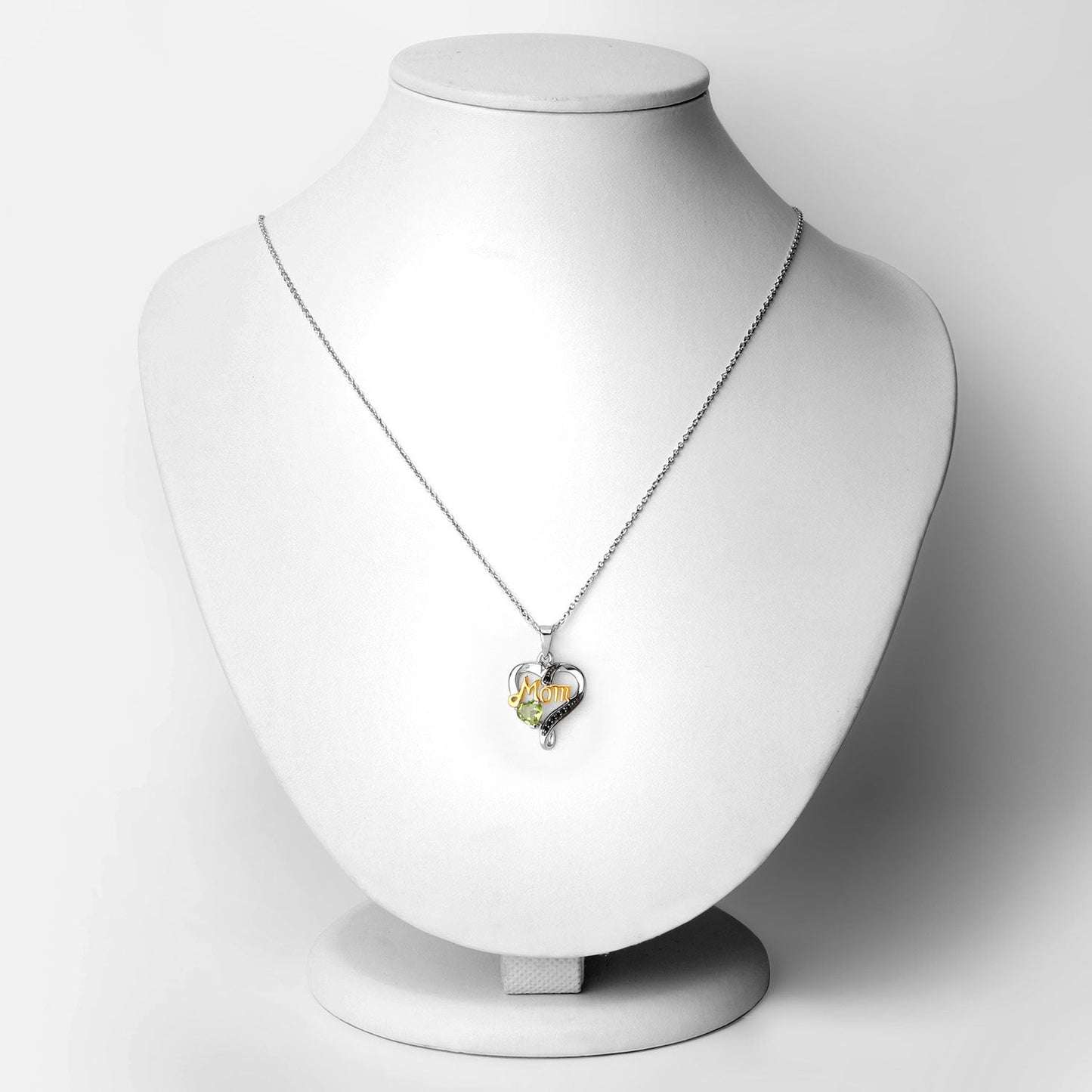 Pendentif en péridot véritable de 0,49 carat et spinelle noir en argent sterling