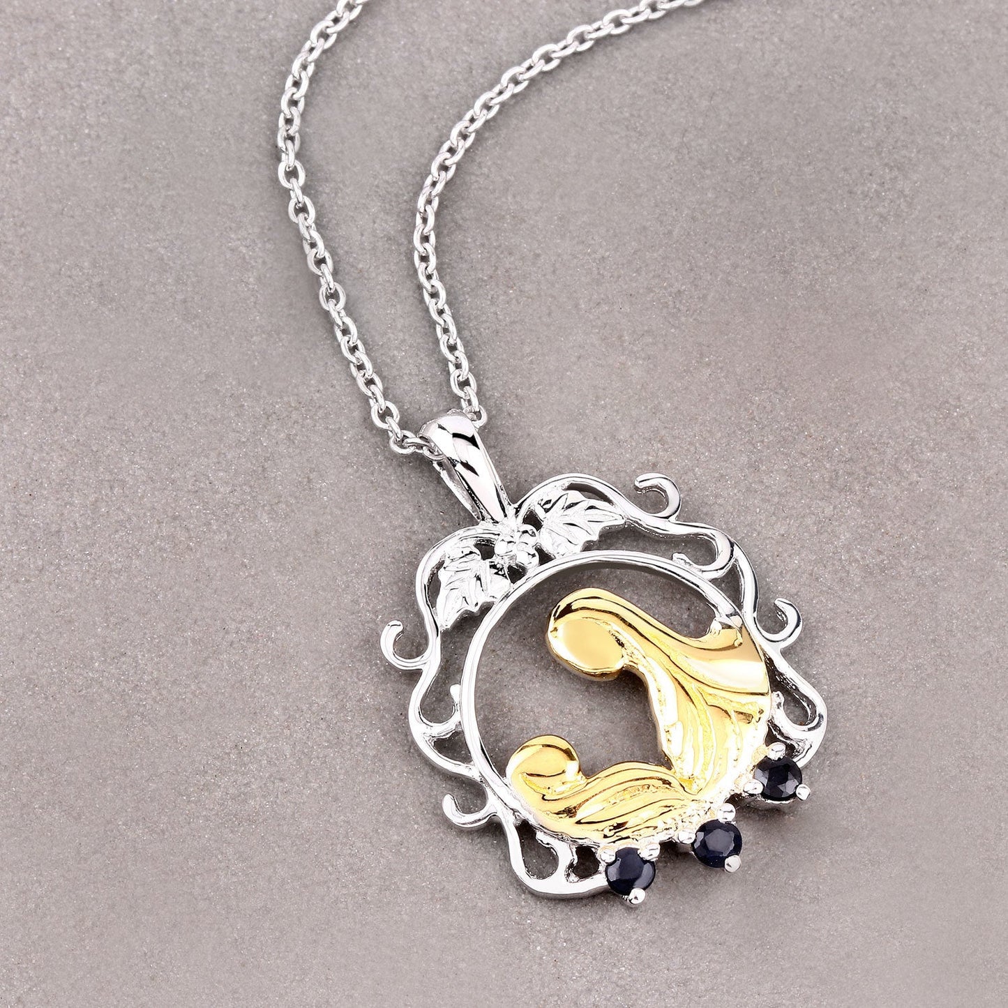 Pendentif en argent sterling avec saphir bleu véritable de 0,12 carat