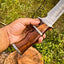 Premium 14-Inch Handcrafted Damascus Steel Bowie Knife | Rosewood Handle & Leather Sheath | KBS Knives - Korvel