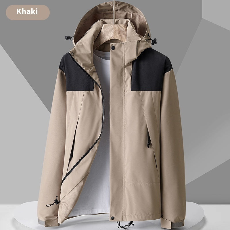 Unisex Colorblock Hooded Windbreaker Jacket with Pockets