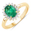 Bague de fiançailles en or jaune 14K avec émeraude zambienne de 1,34 carat et diamants