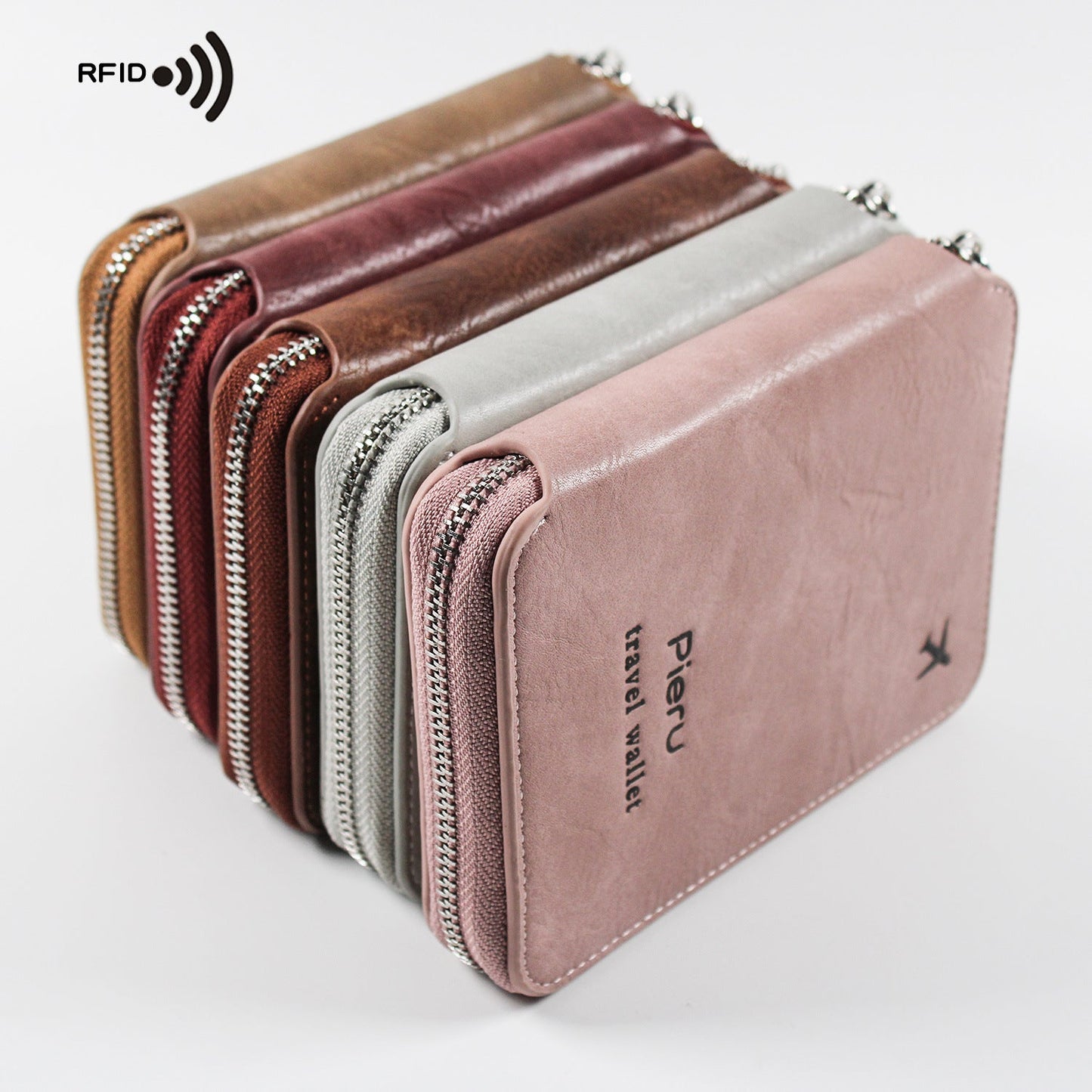 Multi-functional RFID Travel Wallet with Zipper Closure