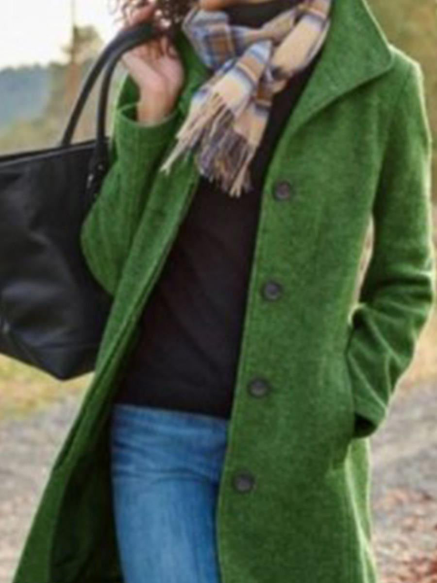 Elegant Women's Medium Length Woolen Overcoat